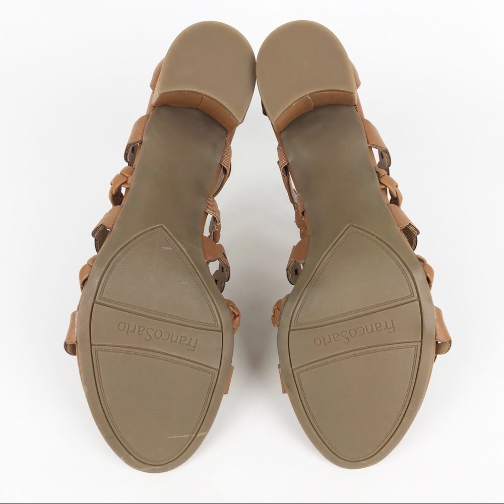 NEW Franco Sarto L-Paisley Cognac Gladiator Block Heel Strappy Studded Shoes - Picture 7 of 9
